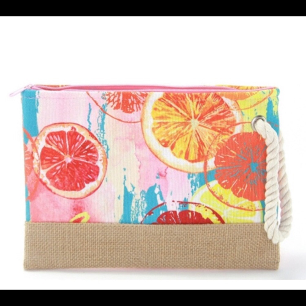 Lemon squeeze sunny wristlet clutch bag - Picture 1 of 4